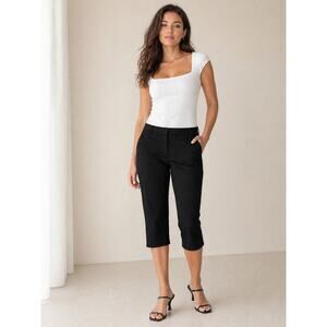 Apostrophe Black Capri Pants Size 10 Stretch Career Classic Cropped